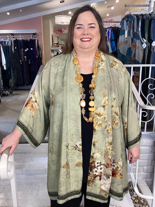 OPEN KIMONO - PEONY MINT GREEN