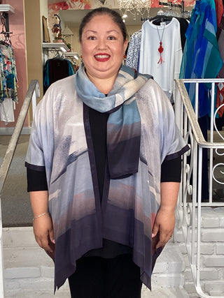 Silk Long Kimono - Cool Breeze