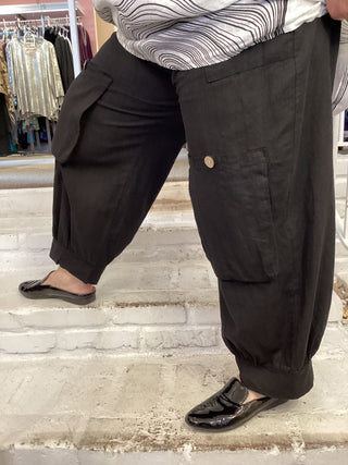 LINEN 4 POCKET PANT - BLACK