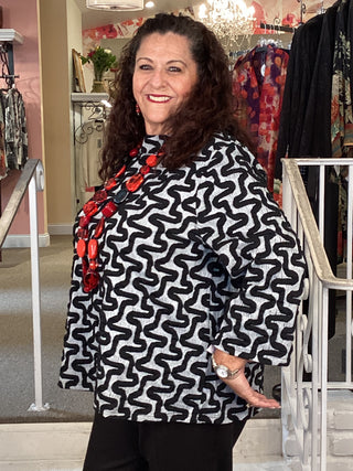 MOCKNECK TOP - BLACK SWIRL