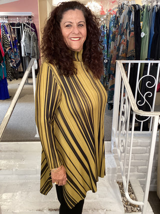 TURN STRIPE TUNIC - MUSTARD