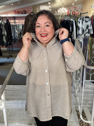 STRIPE SHIRT - TAUPE