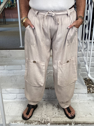 LINEN 4 POCKET PANT - BEIGE