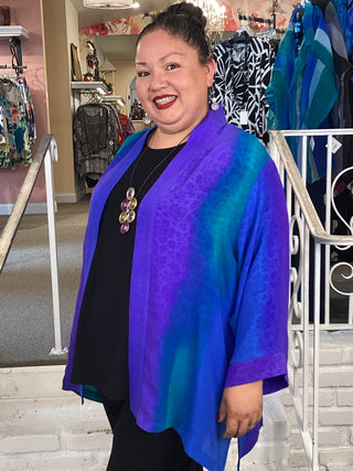 KIMONO - GEORGETTE - PURP/BLUE
