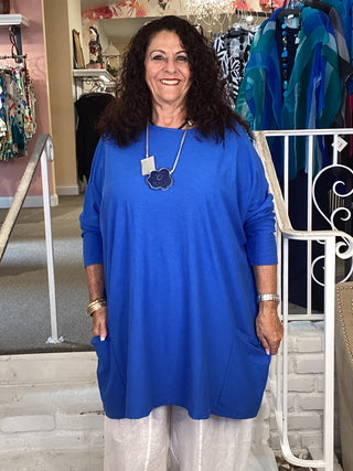 COTTON 2 PKT TUNIC - VIVID BLU