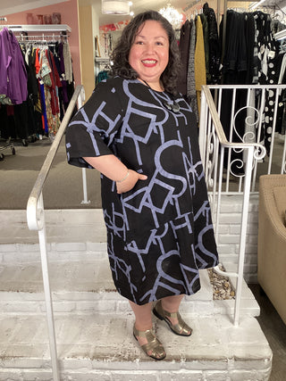 GEO TUNIC DRESS - BLACK