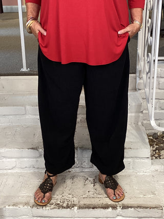 AP701B Easy Cord Lantern Pant in Black by Alembika
