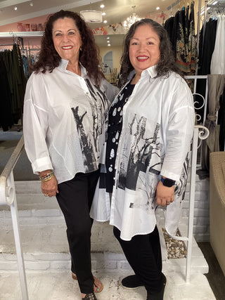 LONG WHITE PRINT SHIRT