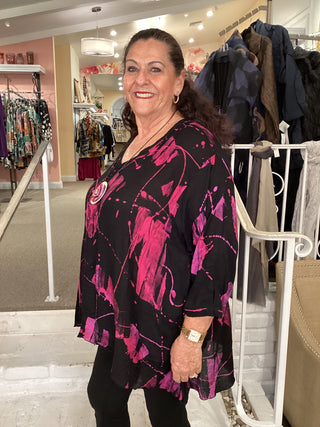 DENISE TUNIC - FUSCHIA / BLACK