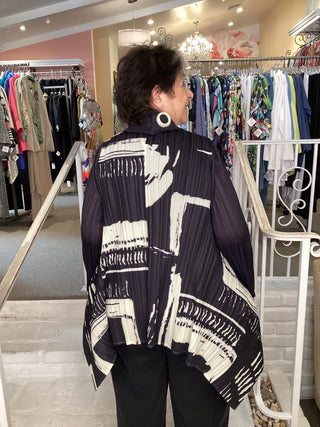 PRINT DUSTER - BLACK/CREAM