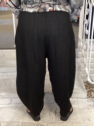 LINEN BAG PANT - BLACK