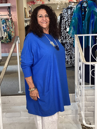COTTON 2 PKT TUNIC - VIVID BLU