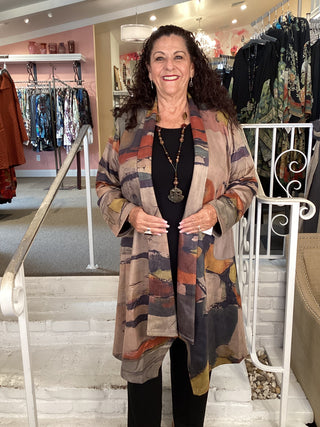 SUEDE LONG JACKET - BROWN