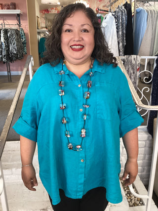 RUCHING S SHIRT - OCEAN