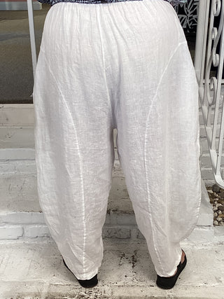 LINEN BAG PANT - WHITE