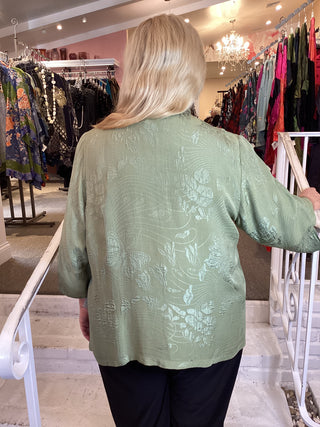 3/4 MANDARIN BLOUSE - OLIVE