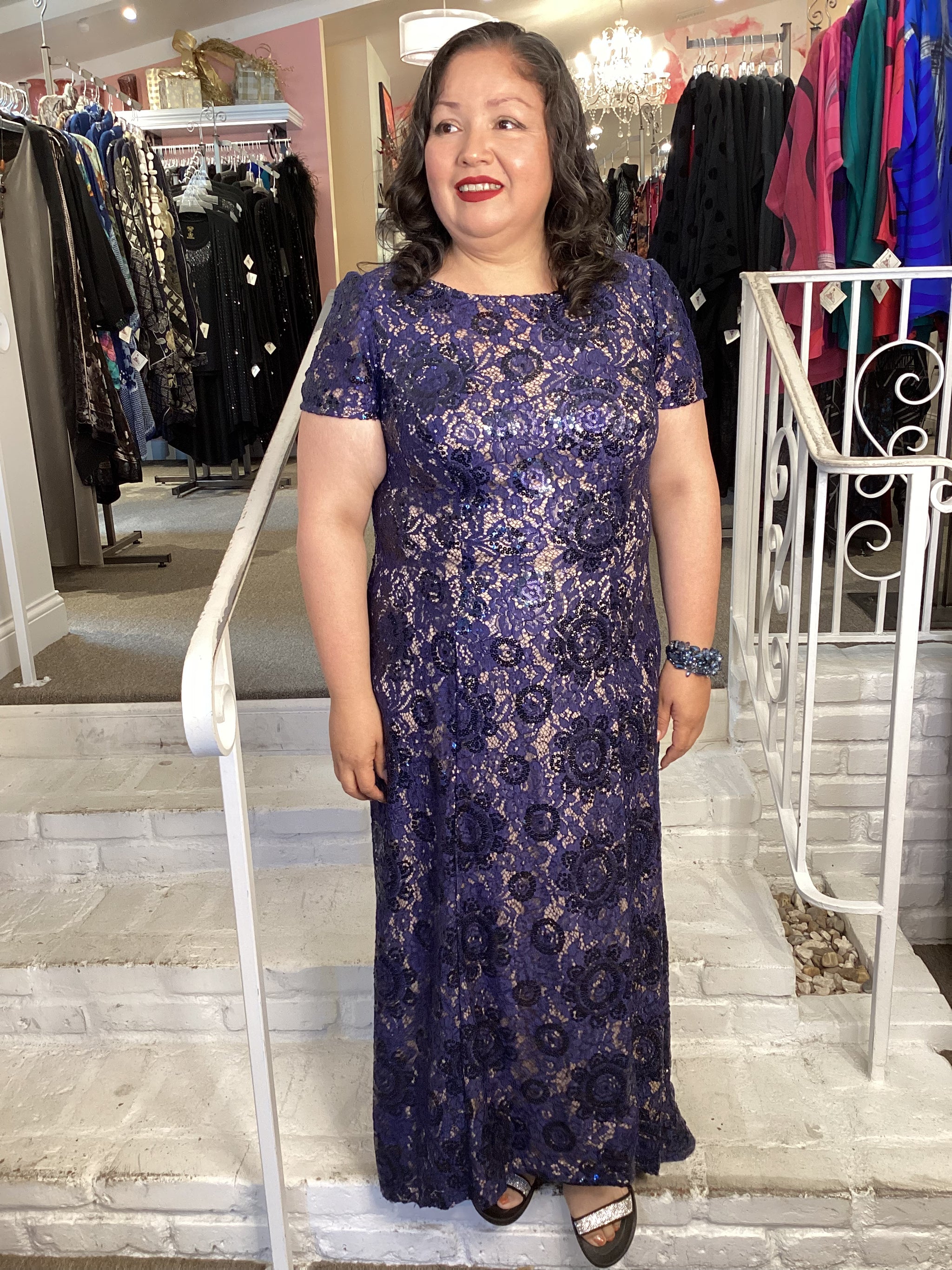 S/S Lace A Line Navy Nat / 22w S/S Lace A Line Navy Nat / 22w