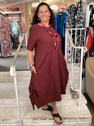 Florence Seersucker Dress - Red