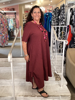 Florence Seersucker Dress - Red