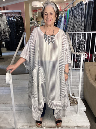 OPORTUNA DRESS - WHITE/INDIGO
