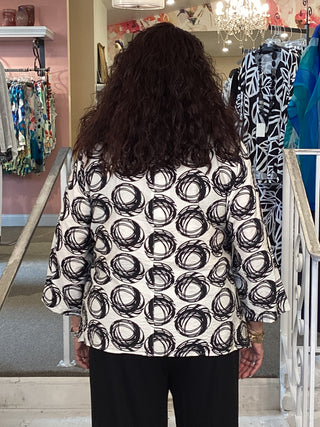 MIX MEDIA CIRCLE TOP - WHT/BLK