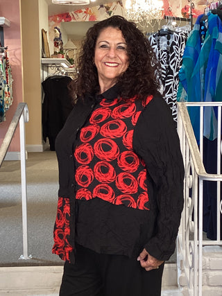 CRUSHED CIRCLE SHIRT - BLK/RED