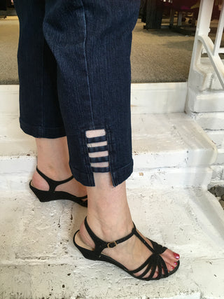 PULL ON CROP LADDER PANT - DENIM