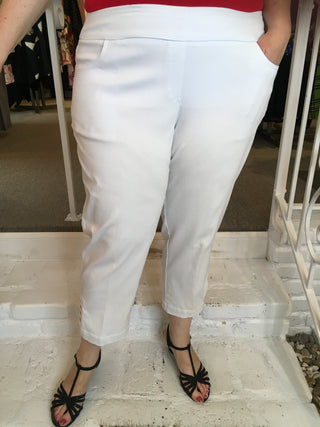 PULL ON CROP LADDER PANT - WHITE