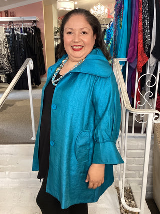 SHIMMER SWING JACKET - TEAL