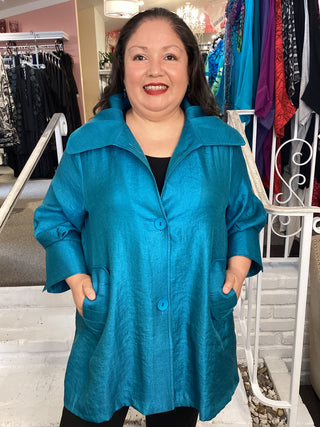 SHIMMER SWING JACKET - TEAL