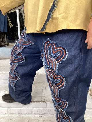 JEANS WITH LINKED HEARTS