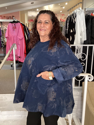 ARTSY CORDUROY TOP - NAVY