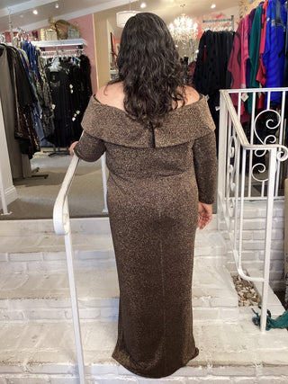 OFF SHOULDER GOWN- BLK/COPPER