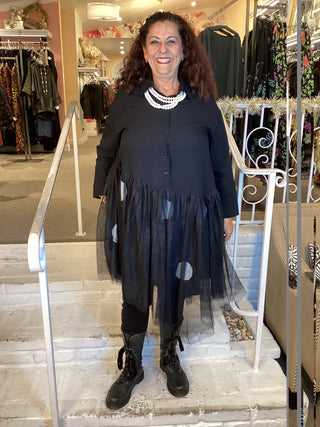 PUNK SHIRT DRESS - BLACK DOT