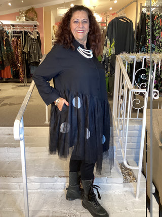 PUNK SHIRT DRESS - BLACK DOT
