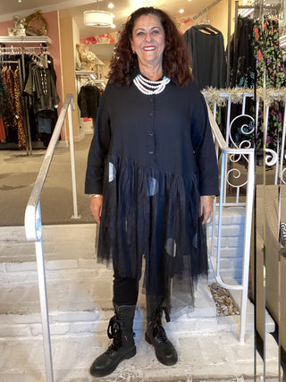 PUNK SHIRT DRESS - BLACK DOT