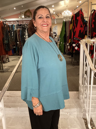 ASYMETRIC BUTTON TUNIC - OCEAN
