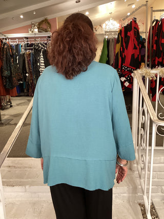 ASYMETRIC BUTTON TUNIC - OCEAN