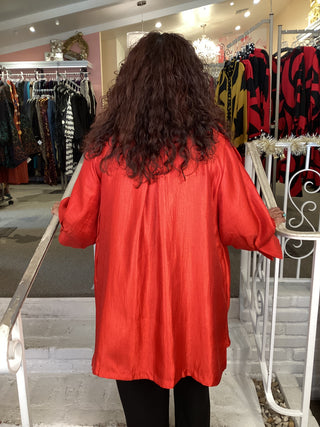 SHIMMER SWING JACKET -ROSE RED