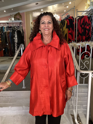 SHIMMER SWING JACKET -ROSE RED