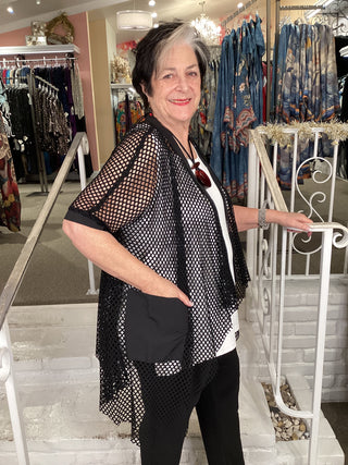 MESH CARDI - BLACK