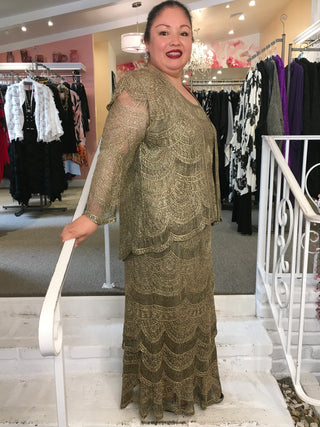 SCALLOP SKIRT SET- GOLD/BRONZE