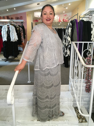 SCALLOP SKIRT SET - SILVER