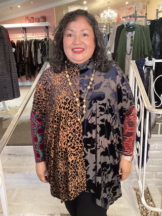 AT800R Cut Velvet Tunic in Regal Mix by Alembika