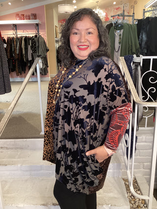 AT800R Cut Velvet Tunic in Regal Mix by Alembika