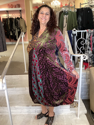 AD902R Cocoon Mix Velvet Dress in Regal by Alembika