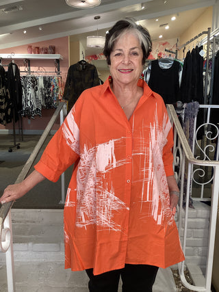 PRINT SHIRT - ORANGE