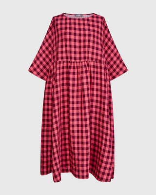 SD170C CHECK LINEN DRESS-CERIS
