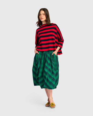 ST918S STRIPE COTTON/KNIT TOP