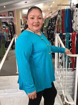 STRIPED SWING TEE - TURQUOIS